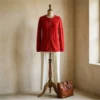 cardigan-hilo-rojo-mujer-maniqui-palazzo-yordall Cardigan Hilo Rojo Mujer · Cuello Redondo · Yordall
