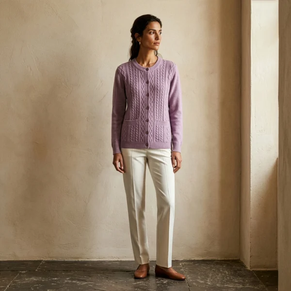 Chaleco Lana Alpaca Rosa · Trenzado Artesanal · Yordall