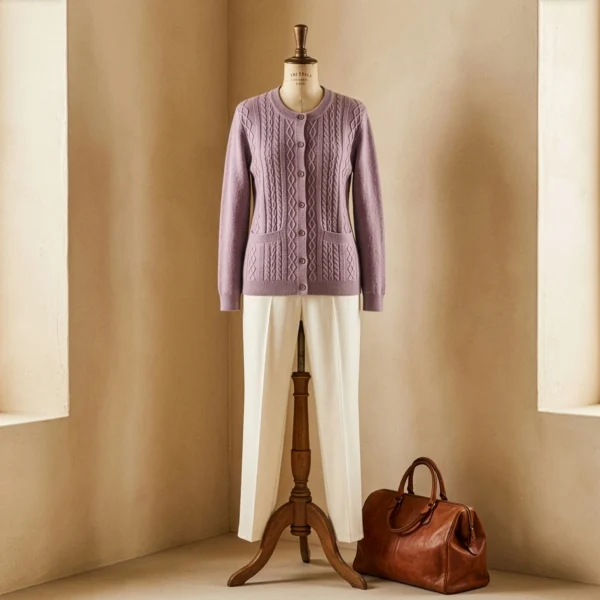 Chaleco Lana Alpaca Rosa · Trenzado Artesanal · Yordall