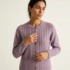 Chaleco lana alpaca rosa con trenzado artesanal — Yordall Chile