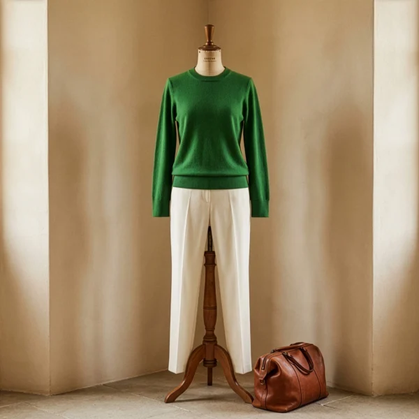 polera-lana-alpaca-verde-mujer-maniqui-atelier Polera Lana Alpaca Verde · Cuello Redondo · Yordall