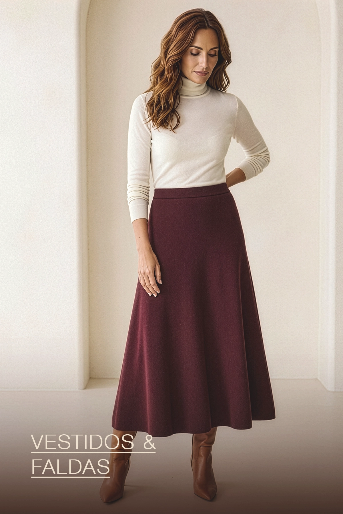 Falda tejido midi elegante Yordall Chile — knitwear femenino atelier italiano