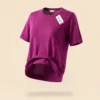 Polera hilo morada mujer manga corta cuello redondo con etiqueta — Yordall Chile