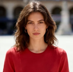 polera-hilo-roja-mujer-rostro-modelo-yordall copia Polera hilo roja mujer detalle rostro modelo — Yordall Chile