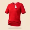 polera-manga-corta-roja-mujer-producto-yordall Polera manga corta roja mujer tejido texturizado con etiqueta — Yordall Chile