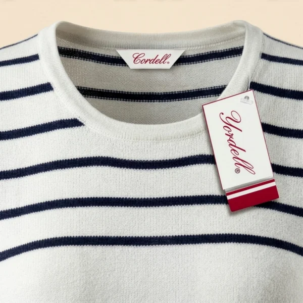 polera-rayada-mujer-boucle-azul-marino-yordall Polera rayada mujer tejido boucle azul marino y crema doblada — Yordall Chile